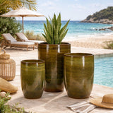 edg enzo de gasperi edg enzo de gasperi set 3 pz vaso glaze rotondo h 100 cm h 80 cm h 63 cm olive ean 8059824011459