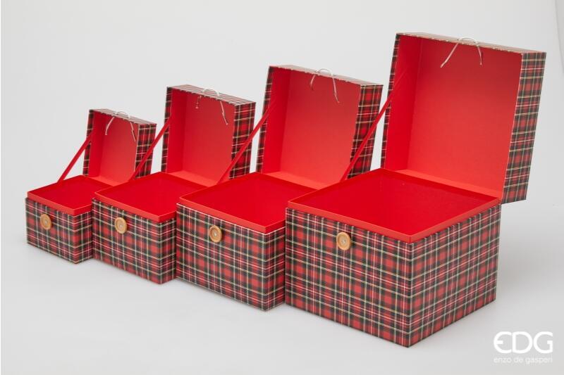 edg enzo de gasperi edg enzo de gasperi set 4 scatole decorative natale quadrata h 22 cm h 18 cm h 15 cm h 12 cm green red ean 8059824602794