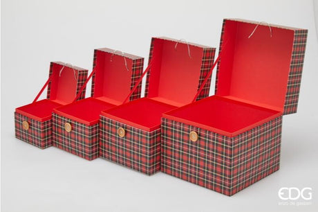 edg enzo de gasperi edg enzo de gasperi set 4 scatole decorative natale quadrata h 22 cm h 18 cm h 15 cm h 12 cm green red ean 8059824602794