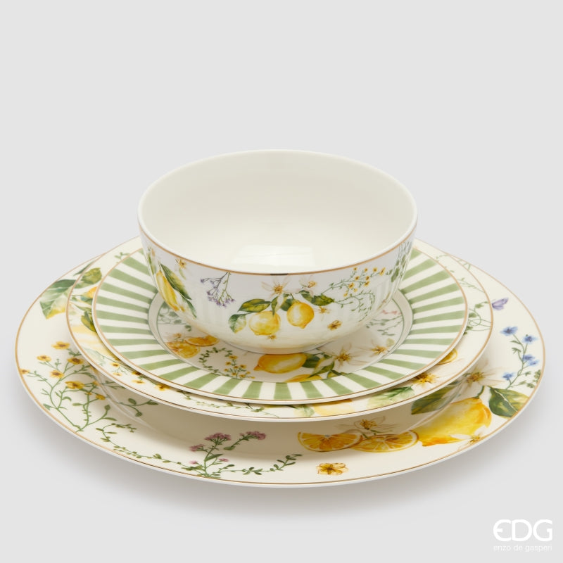 edg enzo de gasperi edg enzo de gasperi „Limoni“ – tiefe Teller, Obstteller, Schalen, 24-teilig, weiß-gelb, EAN 8059824654625