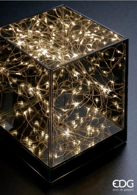 edg enzo de gasperi edg enzo de gasperi teca cubo natale con 100 led h 21 cm 20 x 20 cm grey ean 8056372586934