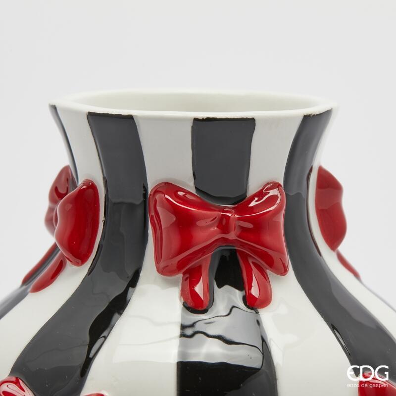 edg enzo de gasperi edg enzo de gasperi vaso anfora con fiocchi h 19 cm d 14 cm ceramica bianco nero ean 8059824552693