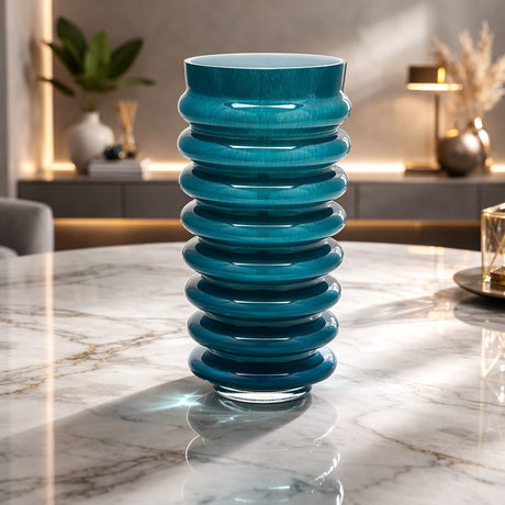 edg enzo de gasperi edg enzo de gasperi vaso dischi svasato vetro h 30 cm d 175 cm turquoise ean 8059824609434