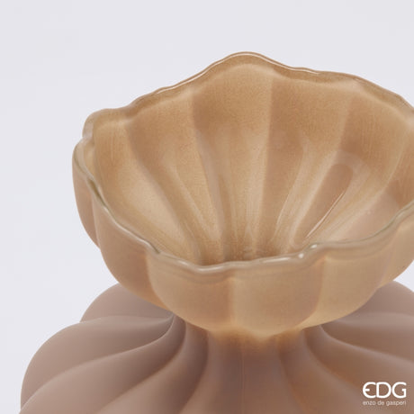 edg enzo de gasperi edg enzo de gasperi vaso flow sinuoso h 32 cm d 26 cm waterproof vetro marrone chiaro ean 8059824597243