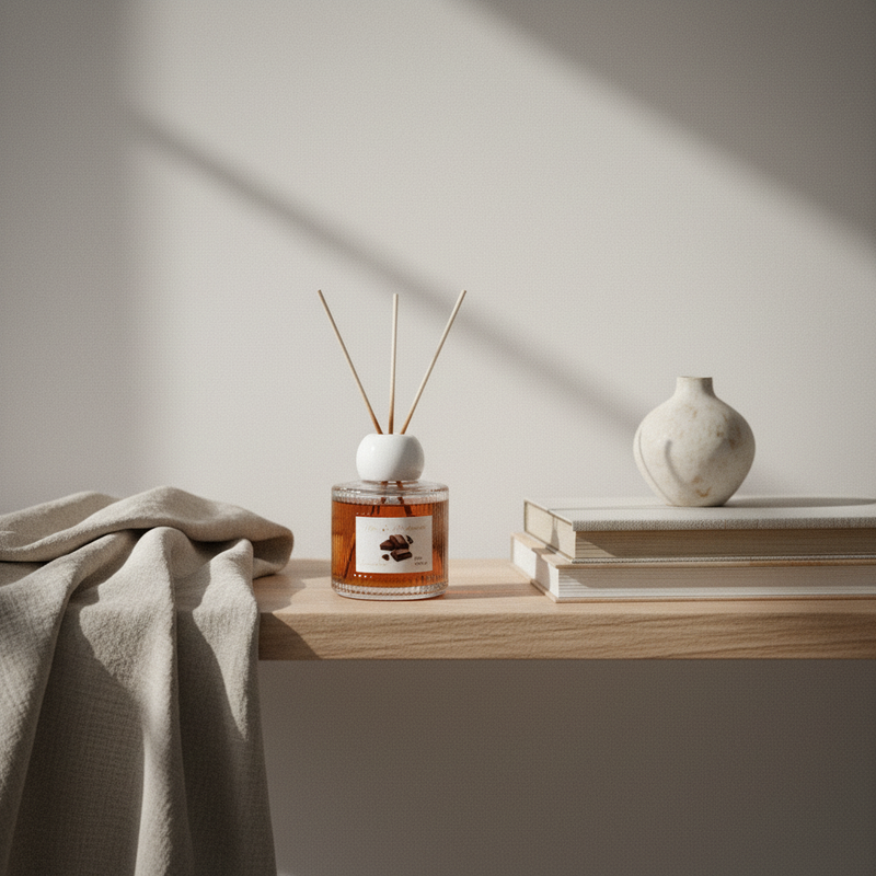 Profuma casa e ufficio con il diffusore a bacchette Etm 50ml fragranza Cioccolato. Diffusione costante, design discreto, pronto all'uso. Ottimo come bomboniera. 