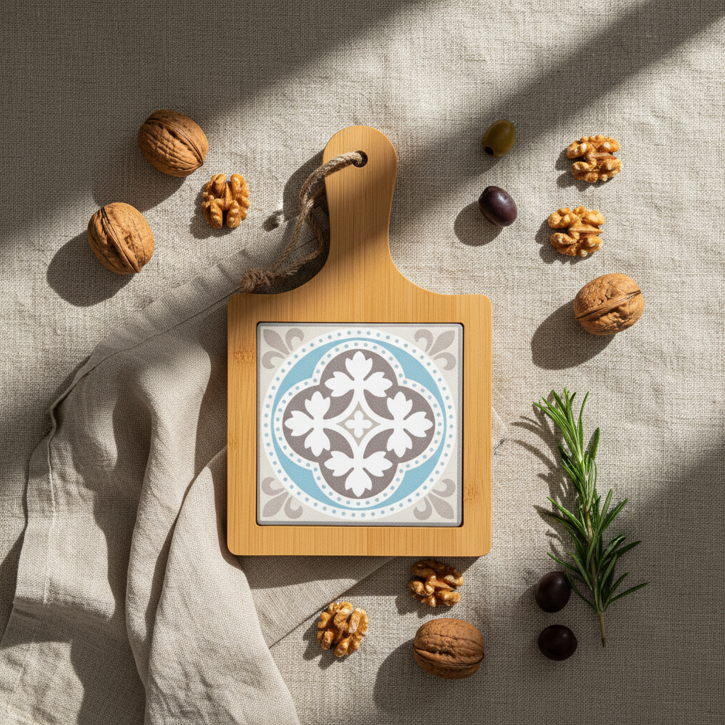 Tagliere Ragusa Etm legno e ceramica 20×12 cm: aperitivi, formaggi e bomboniera originale per matrimoni.