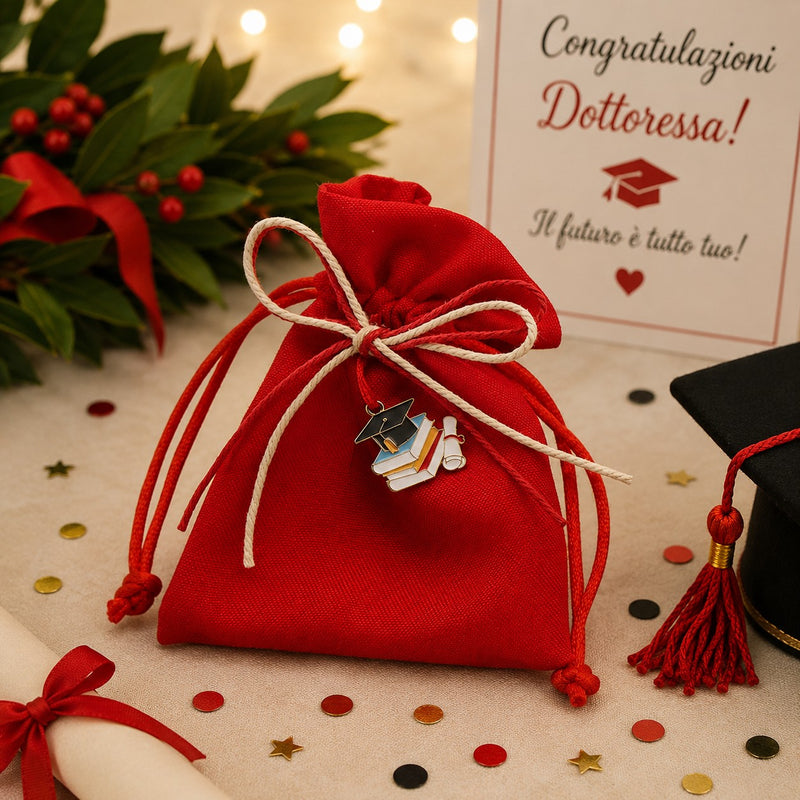 larcolaio larcolaio sacchetto con book 9 x 12 cm portaconfetti laurea rosso 12 pz ean 8059558631367