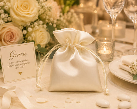 larcolaio larcolaio sacchetto organza lucido 9x12 cm portacanfetti ecru bomboniera elegante 12 pz ean 8059558631589