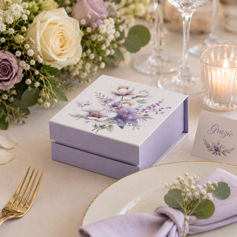 larcolaio larcolaio scatola flowers portaconfetti 9 x 9 x 4 cm bomboniera violet 1 pz ean 8059558632531