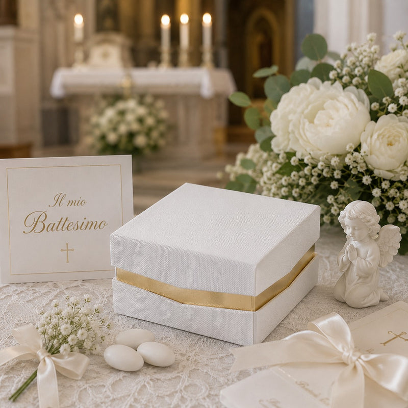 larcolaio larcolaio scatola telata portaconfetti 9 x 9 x 4 cm bomboniera bianca 1 pz ean 8059558632166