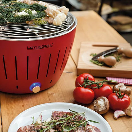 lotusgrill lotusgrill barbecue portatile 35 x 35 x 23 4 cm per interno ed esterno rosso ean 4260023010837
