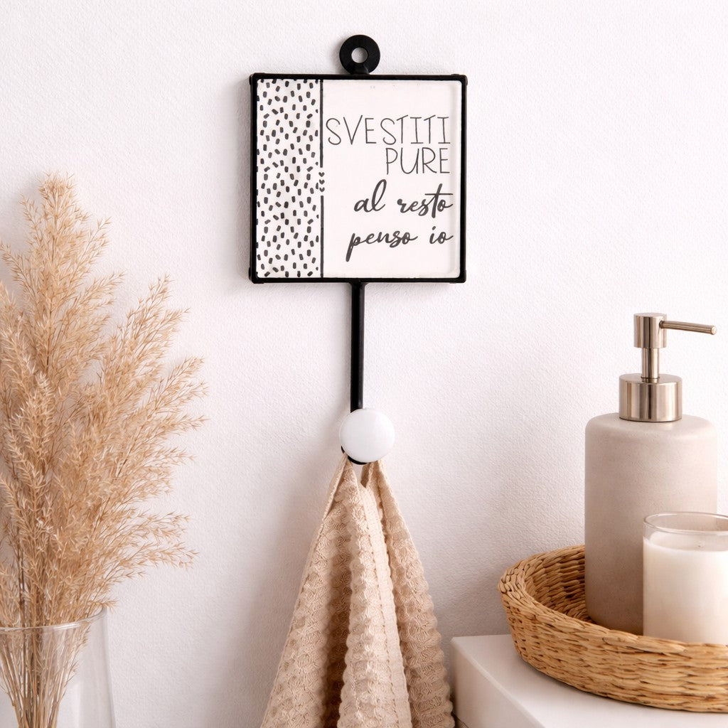 Italienisches Geschenk Italienisches Geschenk Wandhaken aus Keramik und Eisen, 8 x 17 cm, dekorativer Kleiderhaken für Zuhause und den Eingangsbereich, 1 Stück, EAN 8057586095830