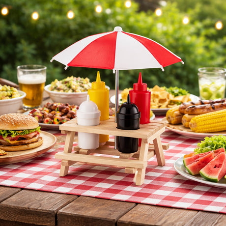 regalo italiano regalo italiano menage per salse sale e pepe 19 x 17 cm h 11 cm ombrellino bianco rosso o blu 1 pz ean 8057586113428