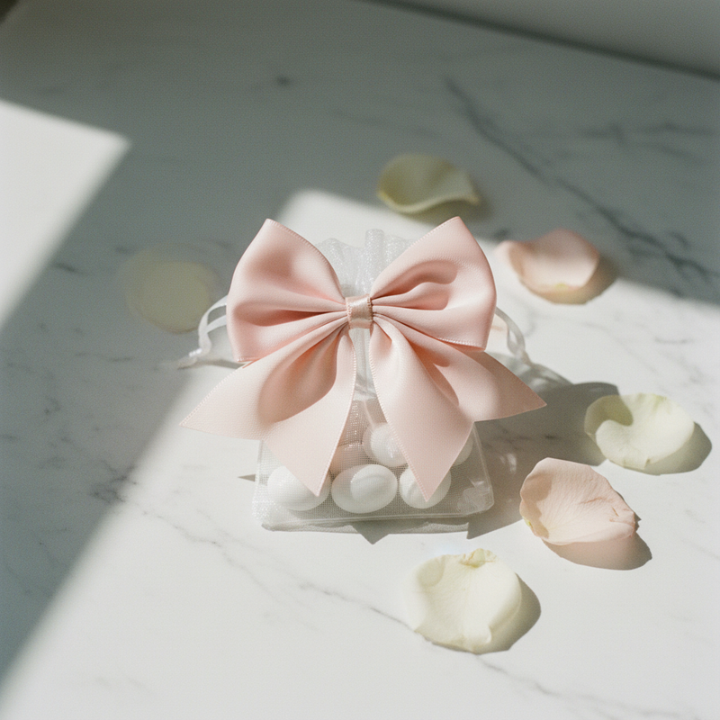 Fiocco in raso rosa 6x7cm Scotton per bomboniere, confezioni regalo e cerimonie. Elegante, versatile, CONF 12 PZ. ean 8007402367351