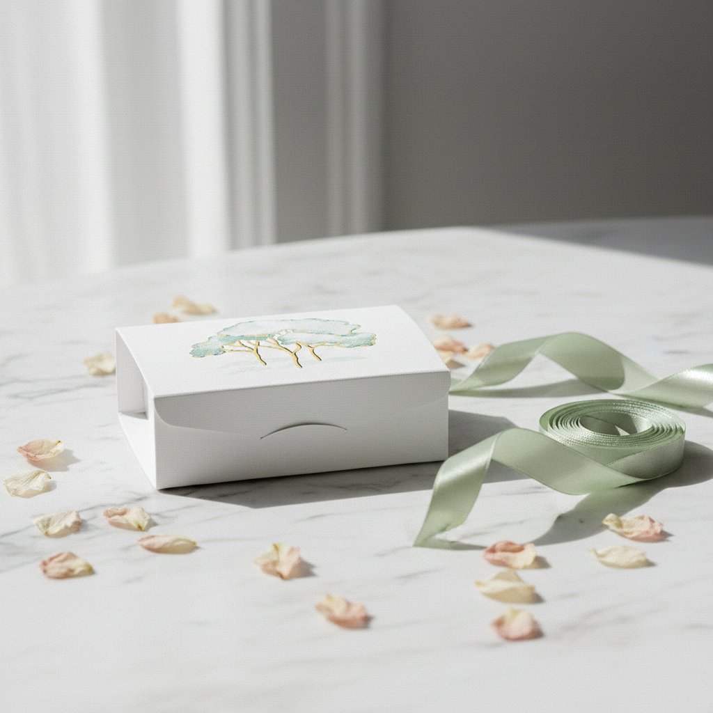 Scatola regalo Scotton Intrecci Verde stampa caldo 7×7×3 cm per bomboniere e gioielli. Montaggio rapido, design elegante. CONF 10 PZ ean 8007402372065