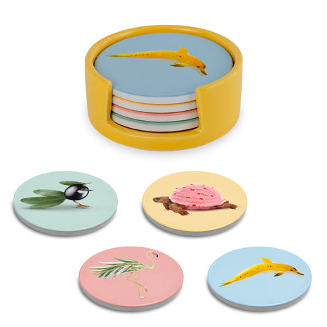 wd lifestyle wd lifestyle set 4 sottobicchieri d 10 cm con decori misti ean 8055035680279