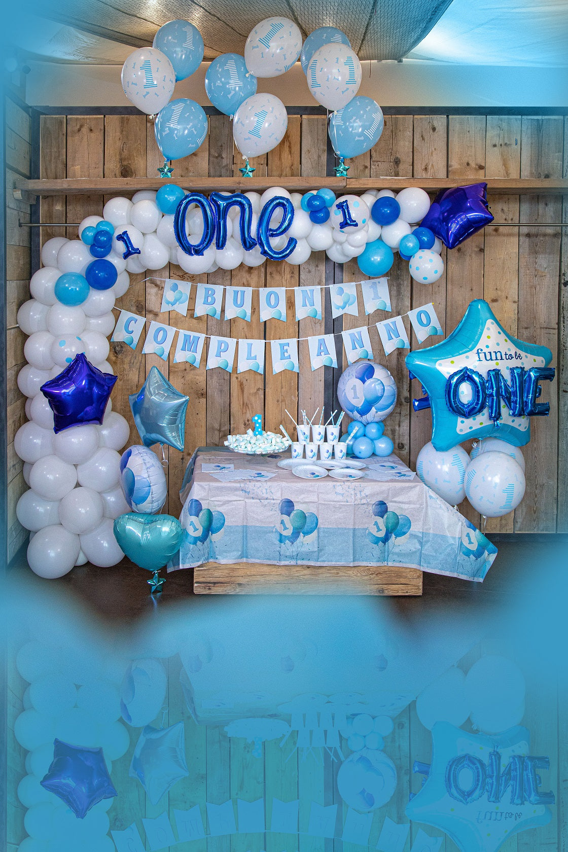 bigiemme bigiemme bicchiere carta 250 ml 1 compleanno palloncini azzurro 8 pz ean 8054317181817