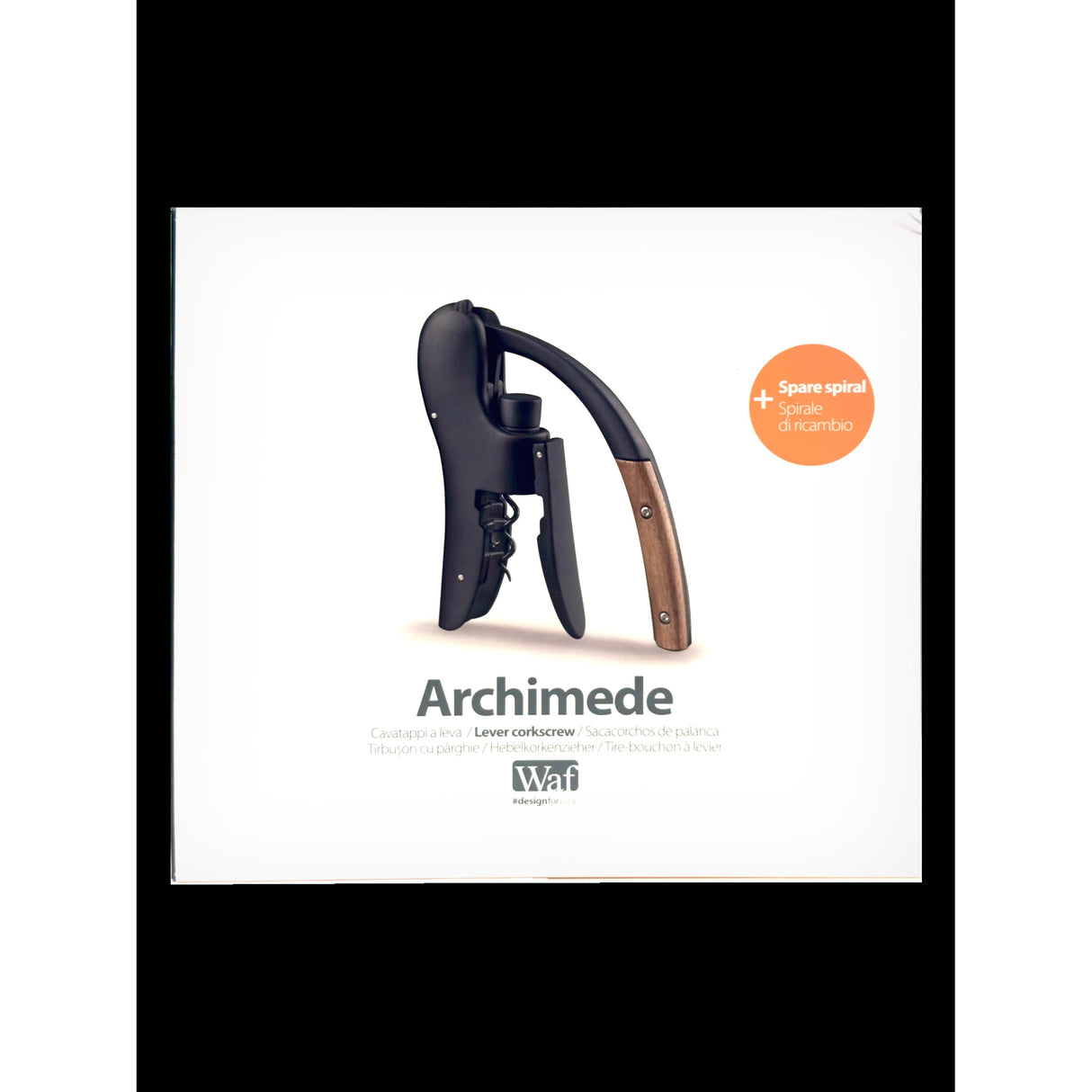 brevetti waf brevetti waf cavatappi a leva corkscrew archimede nero ean 8005778057111