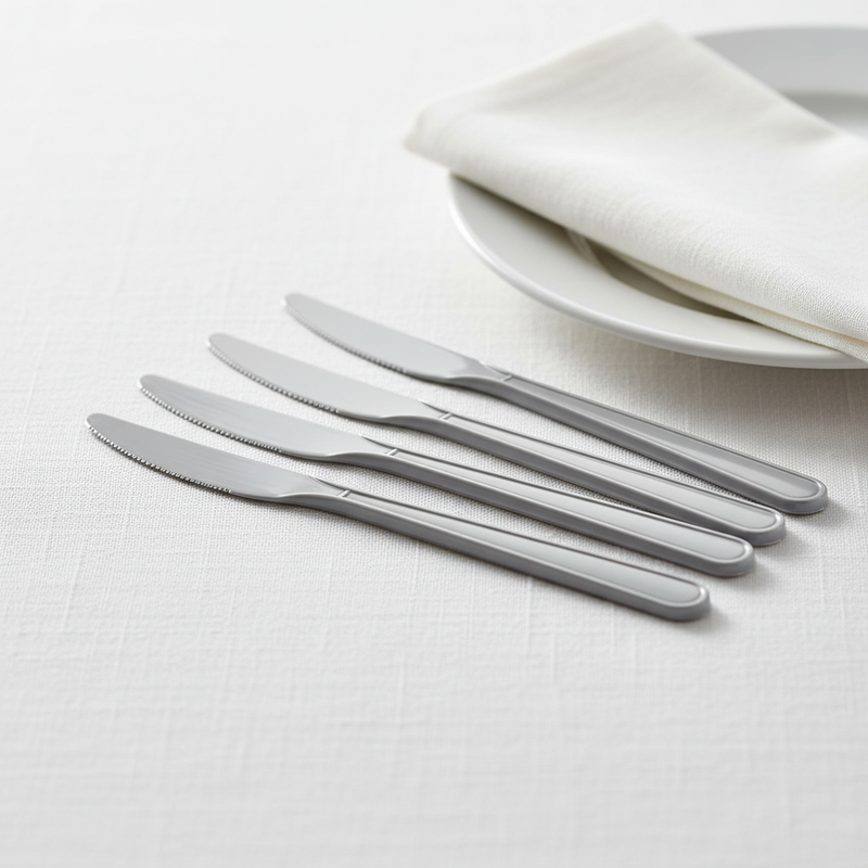 Coltelli monouso argento Dopla Compact in polistirene, conf. 20 pz: eleganti, resistenti, pronti all'uso. Ideali per catering e buffet