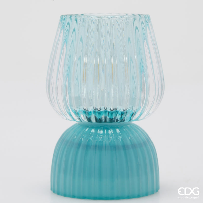 edg enzo de gasperi edg enzo de gasperi lampada da tavolo biforma a righe led h 13 cm d 9 cm ip20 celeste ean 8059824630414