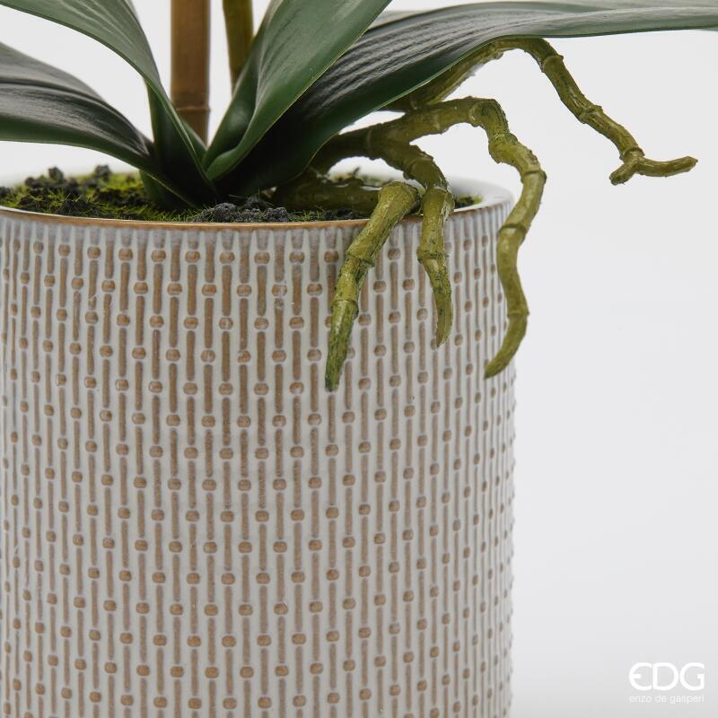 edg enzo de gasperi edg enzo de gasperi orchidea phalaenopsis con foglie e vaso h 47 cm pianta artificiale bianco ean 8059824513656