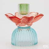 edg enzo de gasperi edg enzo de gasperi portacandela flower in vetro h 125 cm d 12 cm blu mix ean 8059824610041