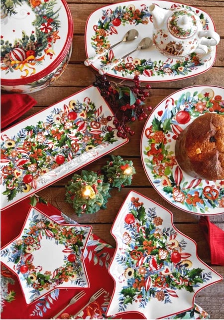 fade fade servizio di natale piatti penny 18 pz porcellana bianco rossa ean 8016175577225