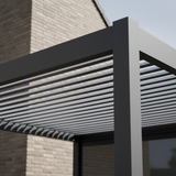 Pergola bioclimatica Garage 3x4 m antracite in alluminio, lamelle orientabili, scarico integrato