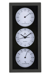 lowell lowell orologio da parete o appoggio con sveglia termometro e igrometro 12 x 26 cm ass bianco nero o grigio 1 pz ean 8008457153326