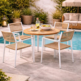 Moia Greenwood Moia Greenwood Stuhl, Sessel, Padova Contract aus weißem Aluminium und Hanfseil – eleganter und strapazierfähiger Designerstuhl für den Außenbereich, EAN 8013054835278