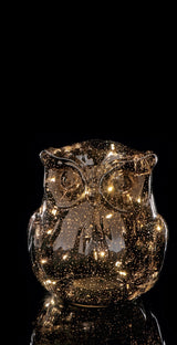 regalo italiano regalo italiano lampada gufo natale vetro ass con 15 led d 16 cm h 18 cm oro 1 pz ean 8057586077621