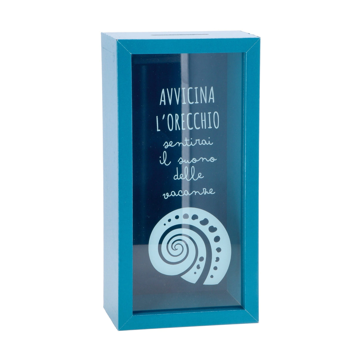 Italienisches Geschenk Italienisches Geschenk Sparbüchse aus MDF und Glas 13 x 8 cm, H 25 cm, dekorative, moderne Sparbüchse, 1 Stück, EAN 8057586123687