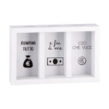 Italienisches Geschenk Italienisches Geschenk Sparbüchse aus MDF und Glas, 3 Fächer, 23 x 6 cm, H 15 cm, dekorative, moderne Sparbüchse, 1 Stück, EAN 8057586123694
