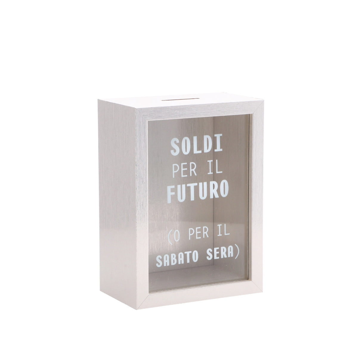 Italienisches Geschenk Italienisches Geschenk Sparbüchse aus MDF und Glas, B 13 x T 8 cm, H 16 cm, dekorative Sparbüchse, modern, für zu Hause, 1 Stück, EAN 8057586200920