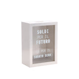 Italienisches Geschenk Italienisches Geschenk Sparbüchse aus MDF und Glas, B 13 x T 8 cm, H 16 cm, dekorative Sparbüchse, modern, für zu Hause, 1 Stück, EAN 8057586200920