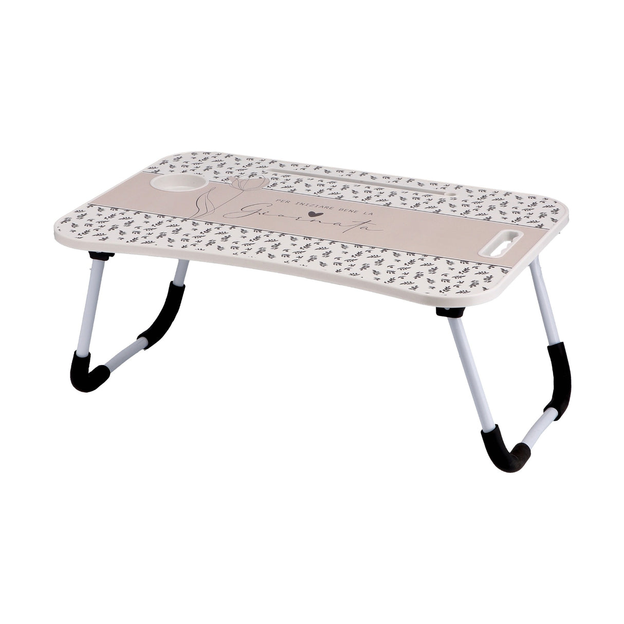 Italienisches Geschenk Italienisches Geschenk Klapptisch mit Tablet-Halterung aus MDF und Eisen 60 x 40 cm, H 26 cm Für Frühstück, Bett und Sofa 1 Stück EAN 8057586091160