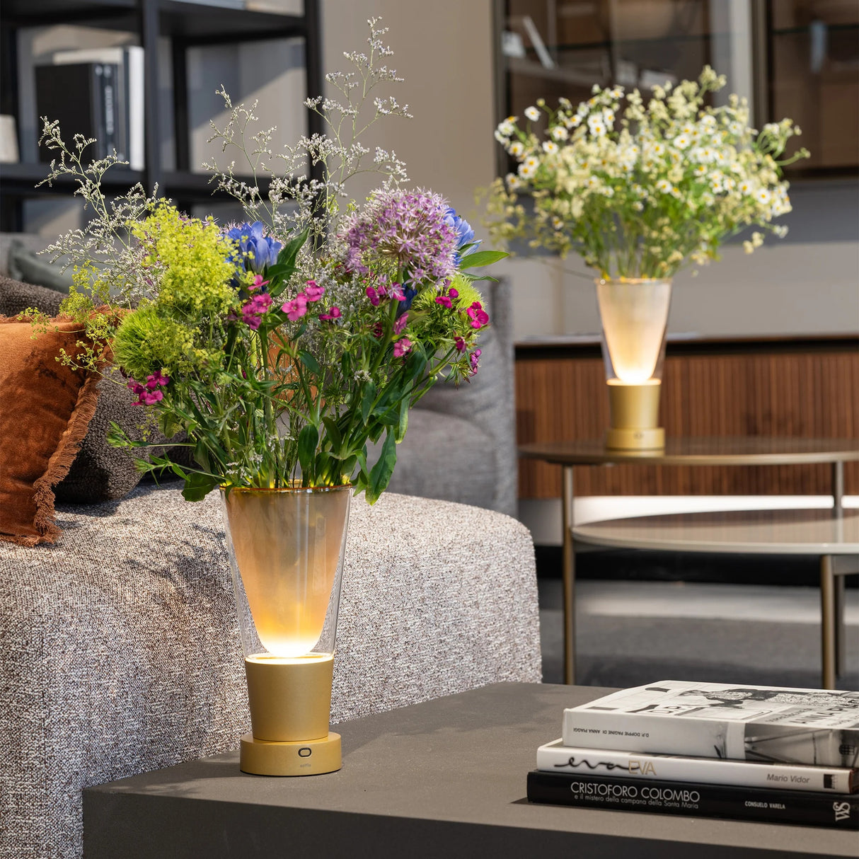 zafferano zafferano soffio vase lampada da tavolo portatile ledtouch dimmer oro ambra ean 8054040726507