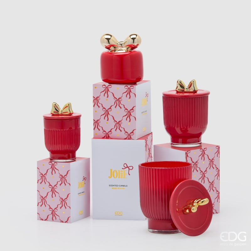 edg enzo de gasperi edg enzo de gasperi candela di natale fiocco con vaso h 11 cm d 7 cm berry fruit rosso oro ean 8059824543905