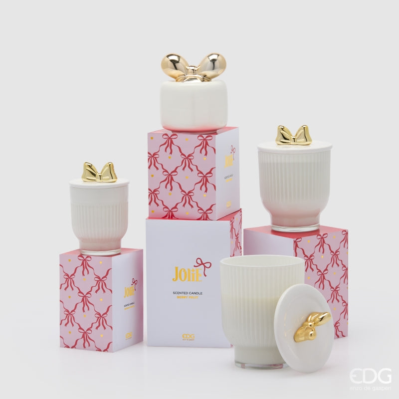 edg enzo de gasperi edg enzo de gasperi candela di natale fiocco con vaso h 11 cm d 7 cm frangipani bianco oro ean 8059824543868