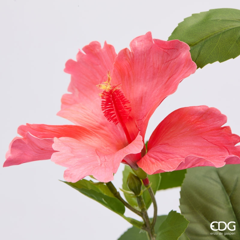 edg enzo de gasperi edg enzo de gasperi hibiscus ramo x4 con foglie pianta artificiale ass h 90 cm d 10 cm rosa chiaro o scuro 1 pz ean 8059824634405