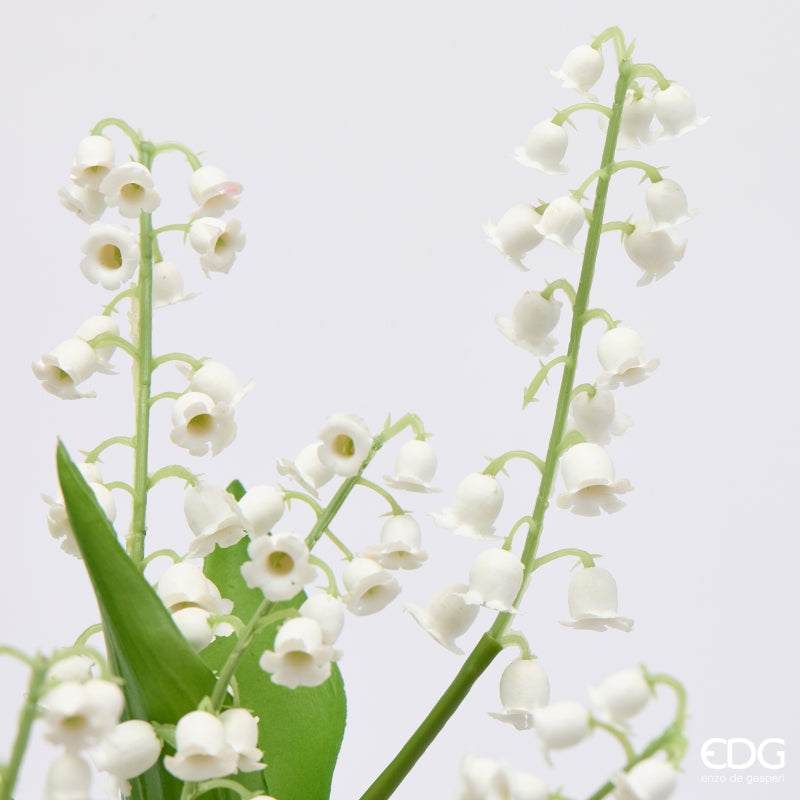 edg enzo de gasperi edg enzo de gasperi mughetto bouquet x5 con foglie pianta artificiale h 40 cm bianco ean 8059824633927