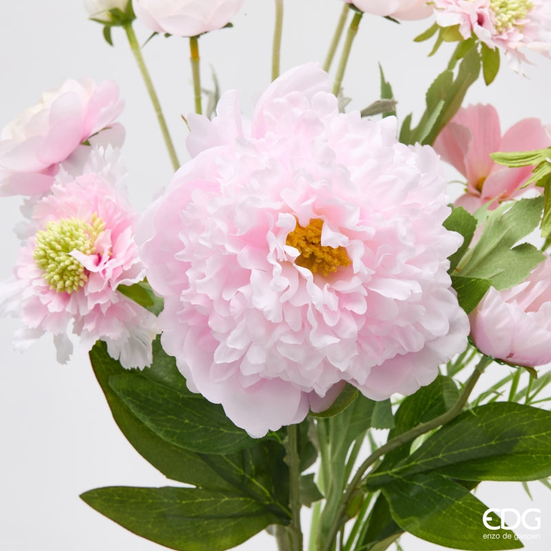 edg enzo de gasperi edg enzo de gasperi peonia bouquet mix cespuglio artificiale h 60 cm rosa chiaro ean 8059824615589