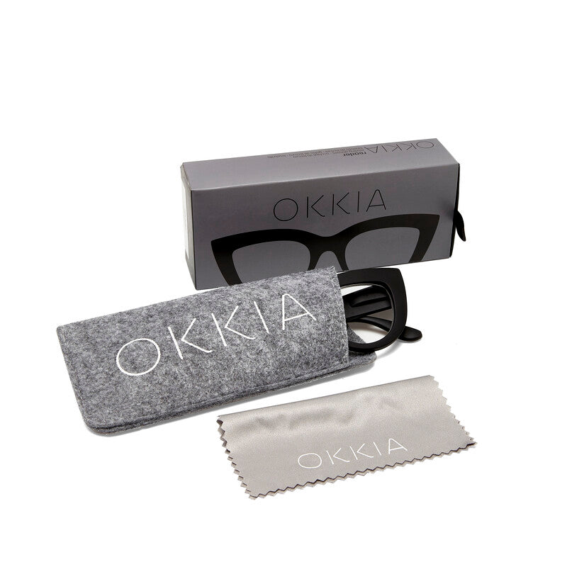okkia okkia occhiale da lettura mod claudia premontato gatto soft touch spring nero diottrie 200 ean 8055773192935