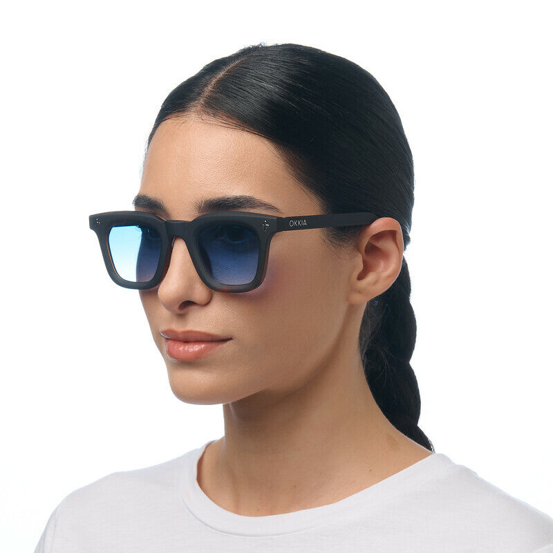 okkia okkia occhiale da sole premontato mod firenze soft touch black havana lenti blue ean 8056211375736
