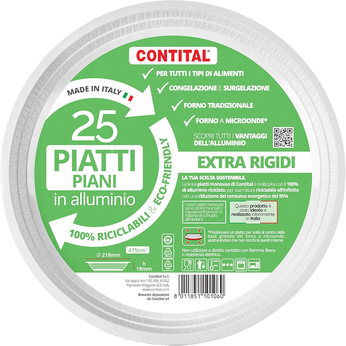 contital contital piatti piani monouso alluminio laccato bianco d 218 mm cf 25 pz ean 8011851101060