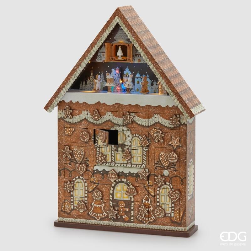edg enzo de gasperi edg enzo de gasperi decoro casetta avvento natale h 62 cm l 39 cm l 11 cm musica movimento led white brown ean 8059824561862