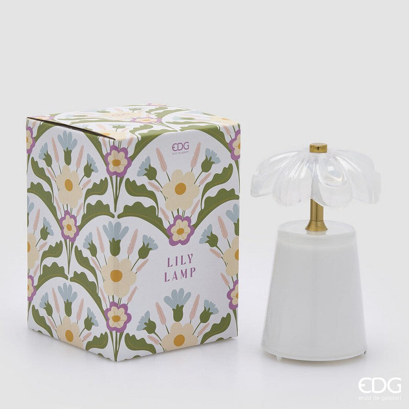 edg enzo de gasperi edg enzo de gasperi lampada da tavolo lily h 1750 cm d 11 cm ip20 bianco scatola regalo ean 8059824607805