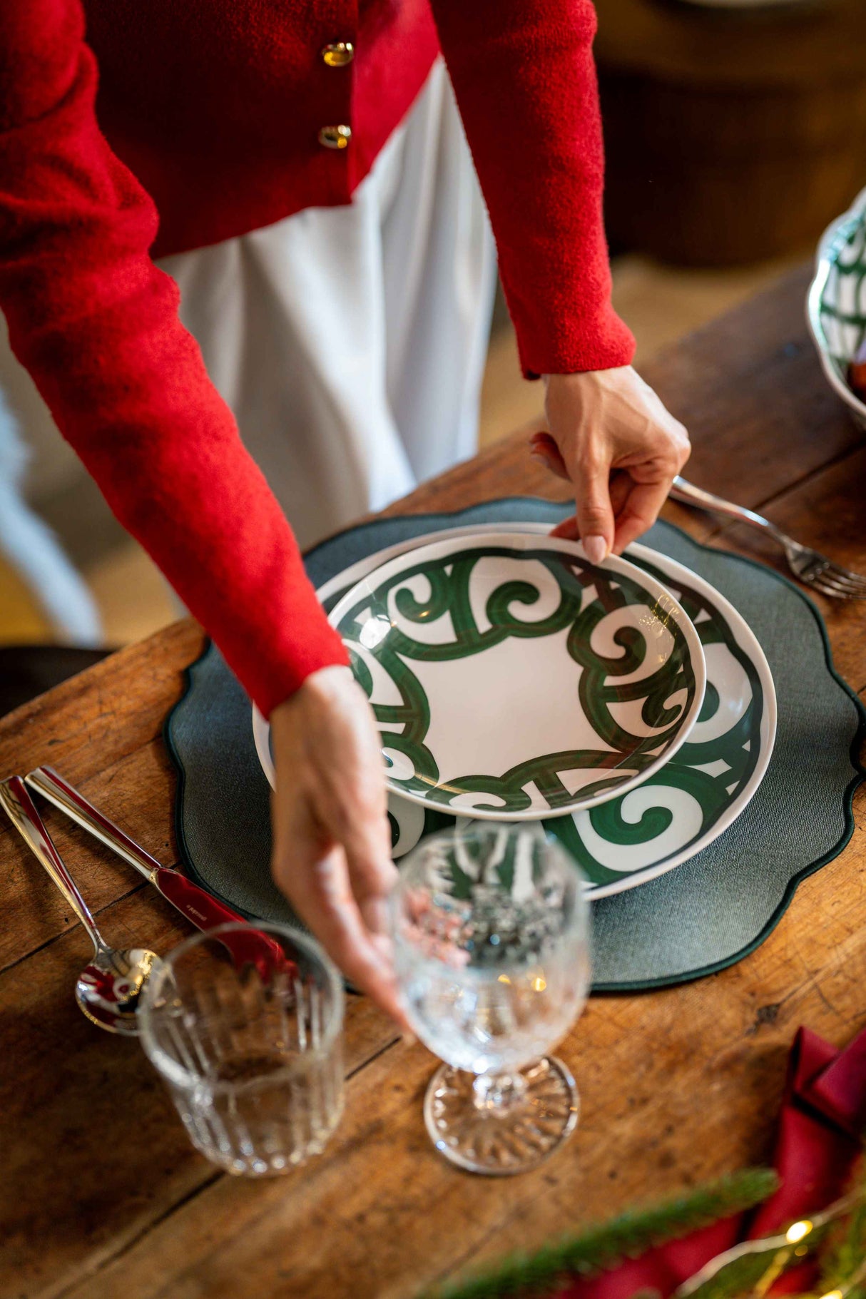 guzzini guzzini vassoio ovale grande natalizio harmonia melamina 515 x 38 cm table decor bianco verde ean 8008392412533