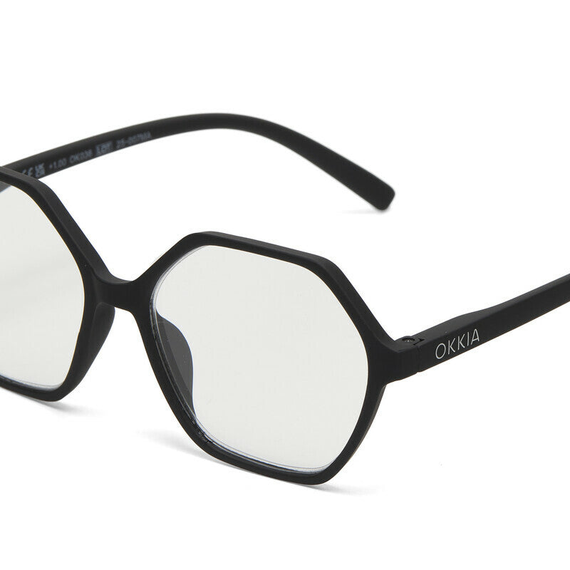 okkia okkia occhiale da lettura mod valencia premontato soft touch spring anti luce blu nero diottrie 2 50 ean 8056211374180