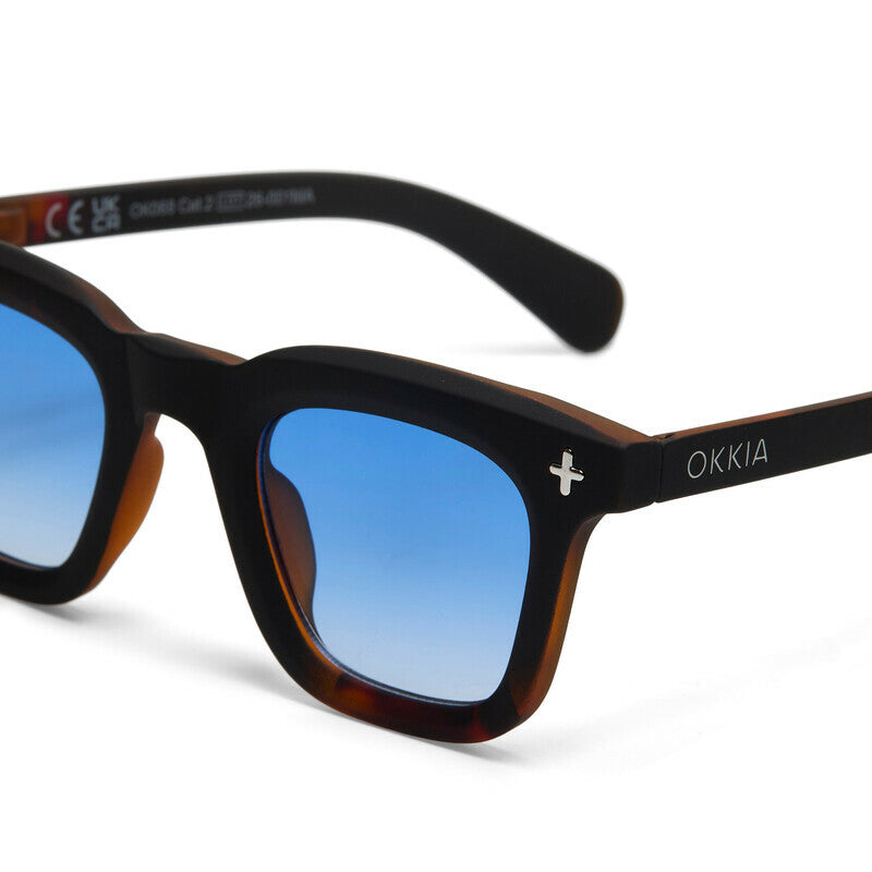 okkia okkia occhiale da sole premontato mod firenze soft touch black havana lenti blue ean 8056211375736
